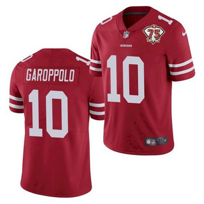 Nike 49ers 10 Jimmy Garoppolo Red 75th Anniversary Vapor Untouchable Limited Jersey Nike 49ers 10 Jimmy Garoppolo Red 75th Anniversary Vapor Untouchable Limited Jersey