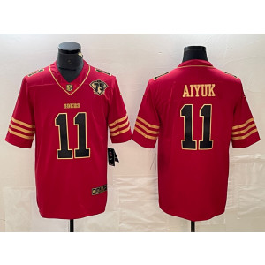 Nike 49ers 11 Brandon Aiyuk Red Gold Vapor Limited Men Jersey Nike 49ers 11 Brandon Aiyuk Red Gold Vapor Limited Men Jersey