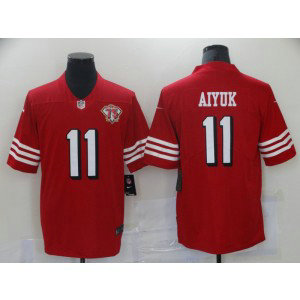Nike 49ers 11 Brandon Aiyuk Red with 75th patch Vapor Limited Men Jersey Nike 49ers 11 Brandon Aiyuk Red with 75th patch Vapor Limited Men Jersey