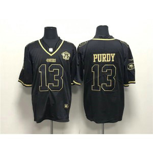 Nike 49ers 13 Brock Purdy Black Gold With 75th Anniversary Patch Vapor Limited Men Jersey Nike 49ers 13 Brock Purdy Black Gold With 75th Anniversary Patch Vapor Limited Men Jersey