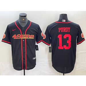 Nike 49ers 13 Brock Purdy Black Vapor Baseball Limited Men Jersey