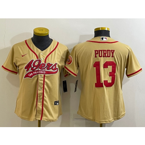 Nike 49ers 13 Brock Purdy Gold Vapor Baseball Limited Women Jersey Nike 49ers 13 Brock Purdy Gold Vapor Baseball Limited Women Jersey