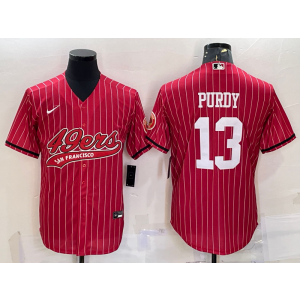 Nike 49ers 13 Brock Purdy Red Stripe Vapor Baseball Limited Men Jersey Nike 49ers 13 Brock Purdy Red Stripe Vapor Baseball Limited Men Jersey