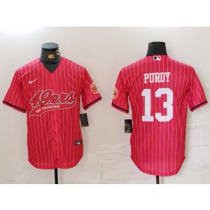 Nike 49ers 13 Brock Purdy Red Stripe Vapor Baseball Limited Men Jersey Nike 49ers 13 Brock Purdy Red Stripe Vapor Baseball Limited Men Jersey