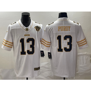 Nike 49ers 13 Brock Purdy White Gold Vapor Limited Men Jersey Nike 49ers 13 Brock Purdy White Gold Vapor Limited Men Jersey