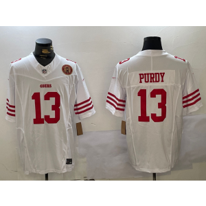 Nike 49ers 13 Brock Purdy White Team Logo F.U.S.E. Vapor Limited Men Jersey Nike 49ers 13 Brock Purdy White Team Logo F.U.S.E. Vapor Limited Men Jersey