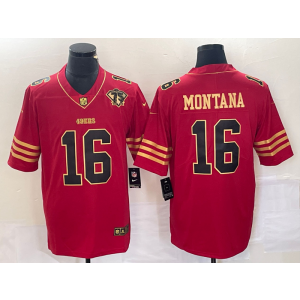Nike 49ers 16 Joe Montan Red Gold Vapor Limited Men Jersey Nike 49ers 16 Joe Montan Red Gold Vapor Limited Men Jersey