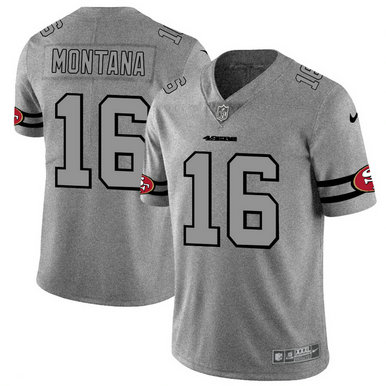 Nike 49ers 16 Joe Montana 2019 Gray Gridiron Gray Vapor Untouchable Limited Jersey Nike 49ers 16 Joe Montana 2019 Gray Gridiron Gray Vapor Untouchable Limited Jersey