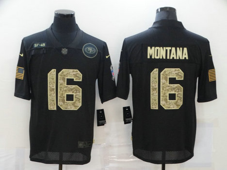 Nike 49ers 16 Joe Montana Black Camo 2020 Salute To Service Limited Jersey Nike 49ers 16 Joe Montana Black Camo 2020 Salute To Service Limited Jersey