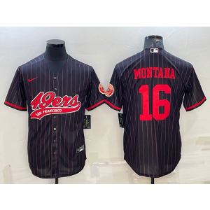 Nike 49ers 16 Joe Montana Black Red Vapor Baseball Limited Men Jersey Nike 49ers 16 Joe Montana Black Red Vapor Baseball Limited Men Jersey