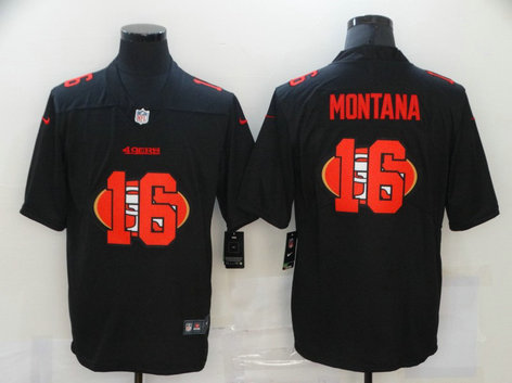 Nike 49ers 16 Joe Montana Black Shadow Logo Limited Jersey Nike 49ers 16 Joe Montana Black Shadow Logo Limited Jersey