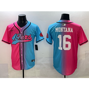 Nike 49ers 16 Joe Montana Blue Pink Split Baseball Vapor Limited Men Jersey Nike 49ers 16 Joe Montana Blue Pink Split Baseball Vapor Limited Men Jersey