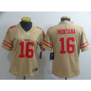 Nike 49ers 16 Joe Montana Gold Inverted Legend Women Jersey Nike 49ers 16 Joe Montana Gold Inverted Legend Women Jersey