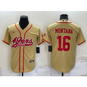 Nike 49ers 16 Joe Montana Gold Vapor Baseball Limited Men Jersey Nike 49ers 16 Joe Montana Gold Vapor Baseball Limited Men Jersey