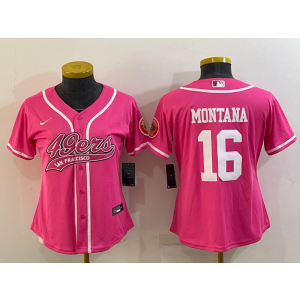 Nike 49ers 16 Joe Montana Pink Vapor Baseball Limited Women Jersey Nike 49ers 16 Joe Montana Pink Vapor Baseball Limited Women Jersey