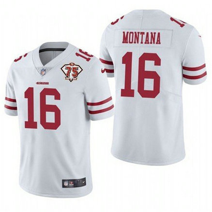 Nike 49ers 16 Joe Montana White 75th Anniversary Vapor Untouchable Limited Jersey Nike 49ers 16 Joe Montana White 75th Anniversary Vapor Untouchable Limited Jersey