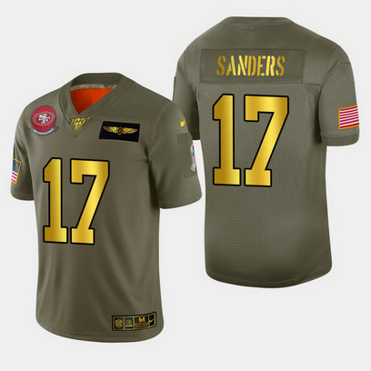 Nike 49ers 17 Emmanuel Sanders 2019 Olive Gold Salute To Service 100th Season Limited Jersey Nike 49ers 17 Emmanuel Sanders 2019 Olive Gold Salute To Service 100th Season Limited Jersey