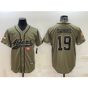 Nike 49ers 19 Deebo Samuel 2022 Olive Salute to Service Baseball Limited Men Jersey Nike 49ers 19 Deebo Samuel 2022 Olive Salute to Service Baseball Limited Men Jersey