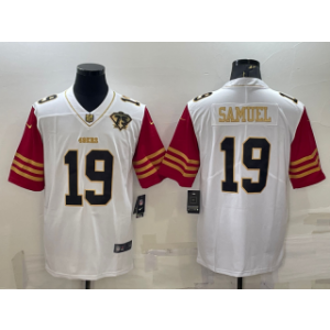 Nike 49ers 19 Deebo Samuel White Gold With 75th Anniversary Patch Vapor Limited Men Jersey Nike 49ers 19 Deebo Samuel White Gold With 75th Anniversary Patch Vapor Limited Men Jersey