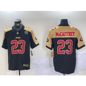 Nike 49ers 23 Christian McCaffrey Black Gold Thankgiving Day F.U.S.E. Vapor Limited Men Jersey Nike 49ers 23 Christian McCaffrey Black Gold Thankgiving Day F.U.S.E. Vapor Limited Men Jersey