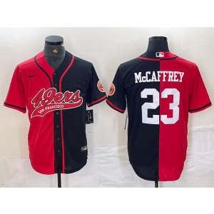 Nike 49ers 23 Christian McCaffrey Black Red Split Vapor Baseball Limited Men Jersey