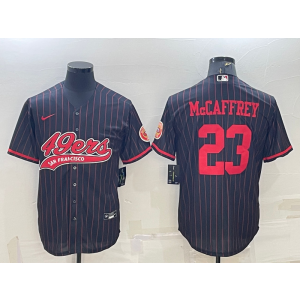 Nike 49ers 23 Christian McCaffrey Black Stripe Vapor Baseball Limited Men Jersey Nike 49ers 23 Christian McCaffrey Black Stripe Vapor Baseball Limited Men Jersey