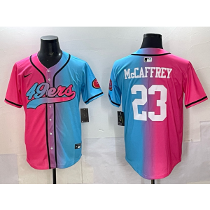 Nike 49ers 23 Christian McCaffrey Blue Pink Split Baseball Vapor Limited Men Jersey Nike 49ers 23 Christian McCaffrey Blue Pink Split Baseball Vapor Limited Men Jersey