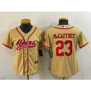 Nike 49ers 23 Christian McCaffrey Gold Vapor Baseball Limited Women Jersey Nike 49ers 23 Christian McCaffrey Gold Vapor Baseball Limited Women Jersey