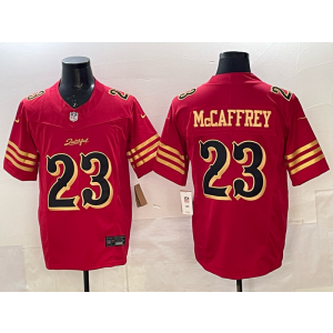 Nike 49ers 23 Christian McCaffrey Red Gold 2025 Rivalries F.U.S.E. Vapor Limited Men Jersey Nike 49ers 23 Christian McCaffrey Red Gold 2025 Rivalries F.U.S.E. Vapor Limited Men Jersey