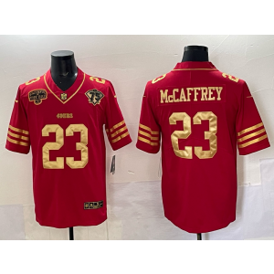 Nike 49ers 23 Christian McCaffrey Red Gold Vapor Limited Men Jersey with Patch Nike 49ers 23 Christian McCaffrey Red Gold Vapor Limited Men Jersey with Patch