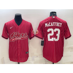 Nike 49ers 23 Christian McCaffrey Red Stripe Vapor Baseball Limited Men Jersey Nike 49ers 23 Christian McCaffrey Red Stripe Vapor Baseball Limited Men Jersey