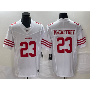 Nike 49ers 23 Christian McCaffrey White 2023 F.U.S.E Vapor Limited Men Jersey Nike 49ers 23 Christian McCaffrey White 2023 F.U.S.E Vapor Limited Men Jersey