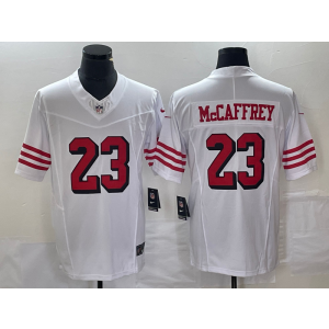 Nike 49ers 23 Christian McCaffrey White Throwback 2023 F.U.S.E Vapor Limited Men Jersey Nike 49ers 23 Christian McCaffrey White Throwback 2023 F.U.S.E Vapor Limited Men Jersey