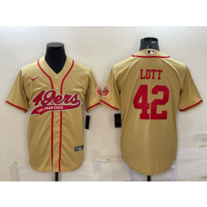 Nike 49ers 42 Ronnie Lott Gold With Patch Vapor Baseball Limited Men Jersey Nike 49ers 42 Ronnie Lott Gold With Patch Vapor Baseball Limited Men Jersey