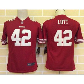 Nike 49ers 42 Ronnie Lott Red Team Color Youth Stitched NFL Jersey Nike 49ers 42 Ronnie Lott Red Team Color Youth Stitched NFL Jersey