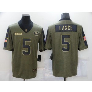 Nike 49ers 5 Trey Lance 2021 Olive Salute To Service Limited Men Jersey Nike 49ers 5 Trey Lance 2021 Olive Salute To Service Limited Men Jersey