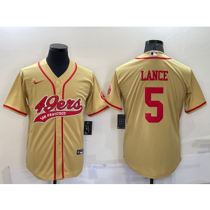 Nike 49ers 5 Trey Lance Gold Vapor Baseball Limited Men Jersey Nike 49ers 5 Trey Lance Gold Vapor Baseball Limited Men Jersey