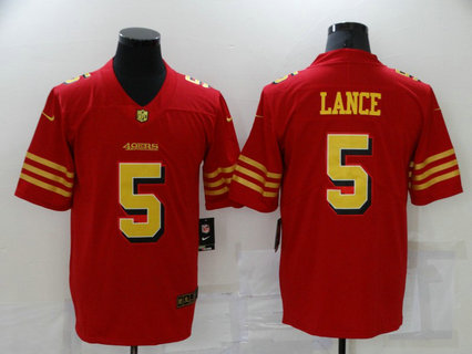 Nike 49ers 5 Trey Lance Red Gold Color Rush Vapor Untouchable Limited Jersey Nike 49ers 5 Trey Lance Red Gold Color Rush Vapor Untouchable Limited Jersey