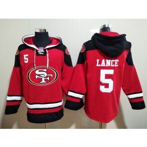 Nike 49ers 5 Trey Lance Red Hoodie Sweatshirt Nike 49ers 5 Trey Lance Red Hoodie Sweatshirt