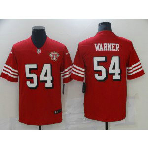 Nike 49ers 54 Fred Warner Red with 75th patch Vapor Limited Men Jersey Nike 49ers 54 Fred Warner Red with 75th patch Vapor Limited Men Jersey