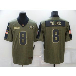 Nike 49ers 8 Steve Young 2021 Olive Salute To Service Limited Men Jersey Nike 49ers 8 Steve Young 2021 Olive Salute To Service Limited Men Jersey
