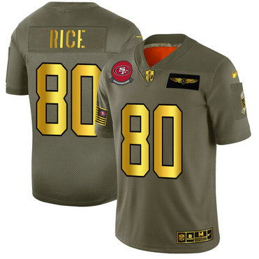 Nike 49ers 80 Jerry Rice 2019 Olive Gold Salute To Service Limited Jersey Nike 49ers 80 Jerry Rice 2019 Olive Gold Salute To Service Limited Jersey