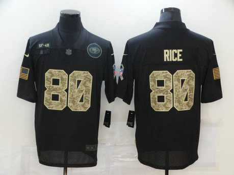 Nike 49ers 80 Jerry Rice Black Came 2020 Salute To Service Limited Jersey Nike 49ers 80 Jerry Rice Black Came 2020 Salute To Service Limited Jersey
