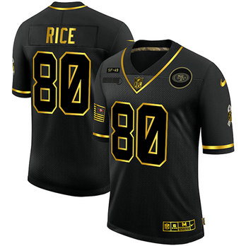Nike 49ers 80 Jerry Rice Black Gold 2020 Salute To Service Limited Jersey Nike 49ers 80 Jerry Rice Black Gold 2020 Salute To Service Limited Jersey