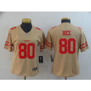 Nike 49ers 80 Jerry Rice Gold Inverted Legend Women Jersey Nike 49ers 80 Jerry Rice Gold Inverted Legend Women Jersey