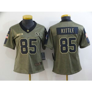 Nike 49ers 85 George Kittle 2021 Olive Salute To Service Limited Women Jersey Nike 49ers 85 George Kittle 2021 Olive Salute To Service Limited Women Jersey