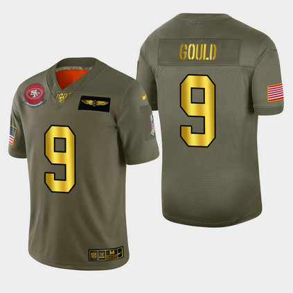 Nike 49ers 9 Robbie Gould 2019 Olive Gold Salute To Service 100th Season Limited Jersey Nike 49ers 9 Robbie Gould 2019 Olive Gold Salute To Service 100th Season Limited Jersey