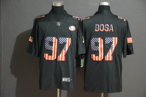 Nike 49ers 97 Nick Bosa 2019 Black Salute To Service USA Flag Fashion Limited Jersey Nike 49ers 97 Nick Bosa 2019 Black Salute To Service USA Flag Fashion Limited Jersey
