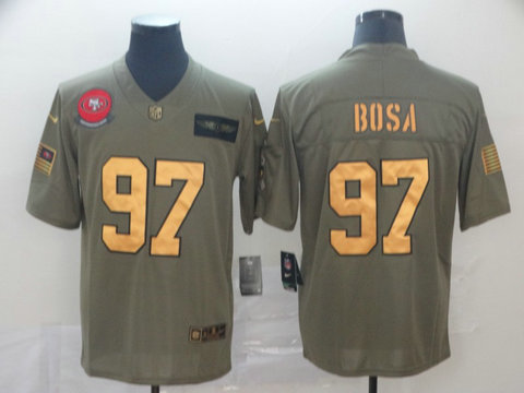 Nike 49ers 97 Nick Bosa 2019 Olive Gold Salute To Service Limited Jersey Nike 49ers 97 Nick Bosa 2019 Olive Gold Salute To Service Limited Jersey