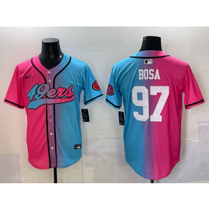 Nike 49ers 97 Nick Bosa Blue Pink Split Baseball Vapor Limited Men Jersey Nike 49ers 97 Nick Bosa Blue Pink Split Baseball Vapor Limited Men Jersey